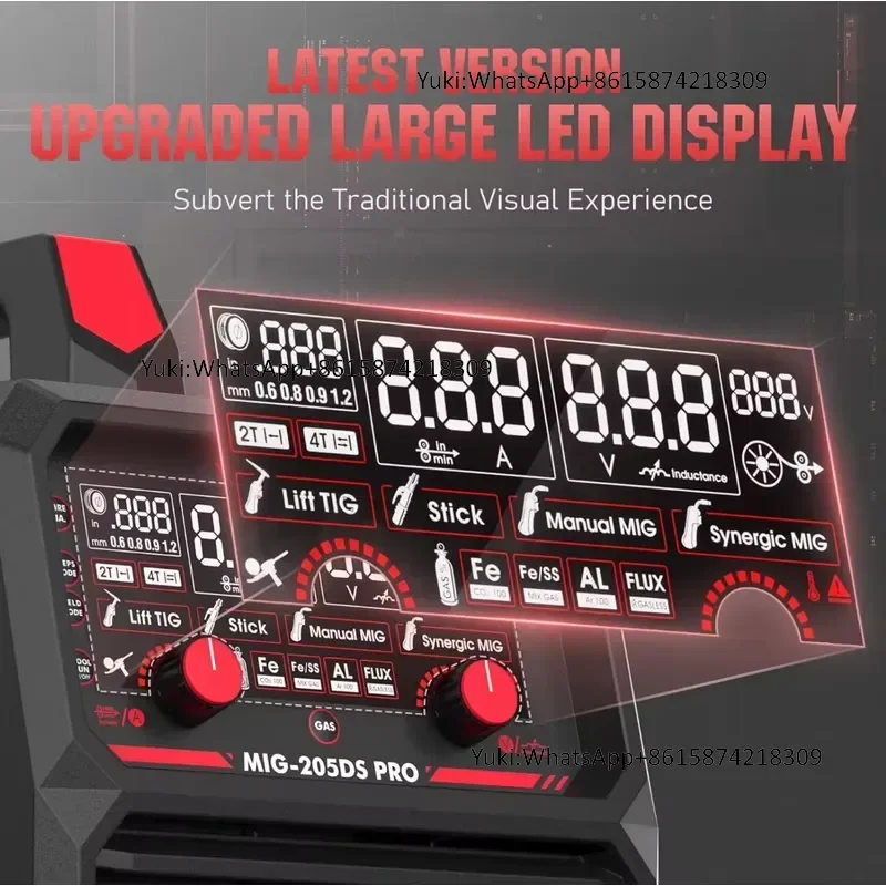 Сварочный аппарат YEESTECH 205A 205DS PRO 205A MIG, 220В, двойное напряжение, 5-в-1: газовая сварка MIGфлюсовая сварка с катушкой, сварка TIGармированной проволокой, цифровой дисплей LED. (art.: 3920dcd60340f) - 3920dcd60340f