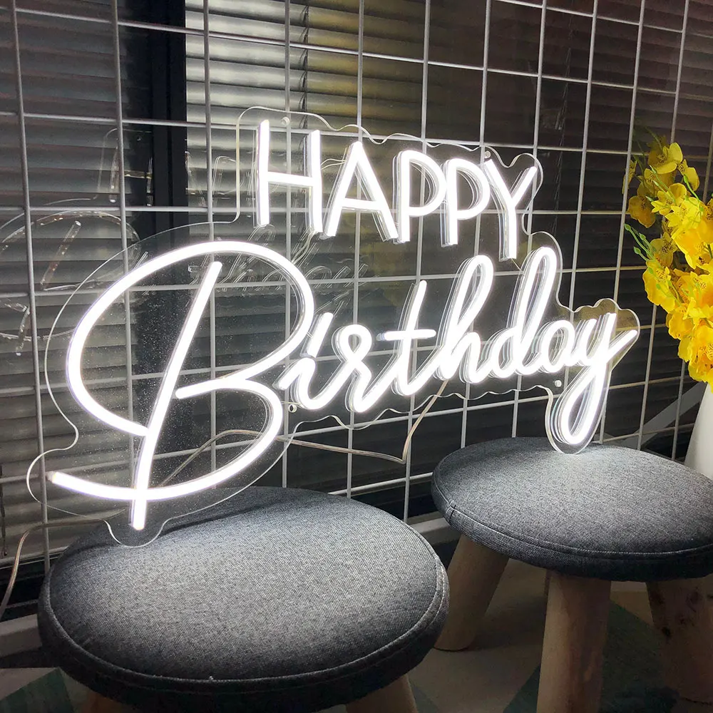 Happy Birthday Neon Banquet Party Wall USB Sign Exquisite Atmosphere LED Light Heartwarming Neon Sign Gift