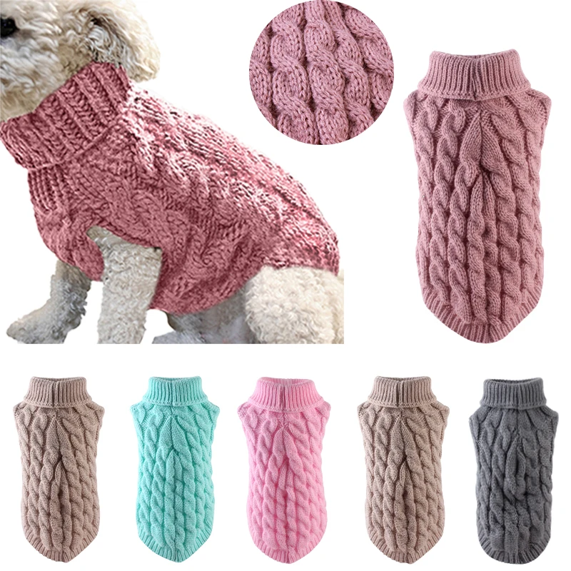 

Winter Warm Dog Sweaters for Small Dogs Turtleneck Knitted Dog Clothes Puppy Cat Sweater Vest Chihuahua Yorkshire Coat Clothing