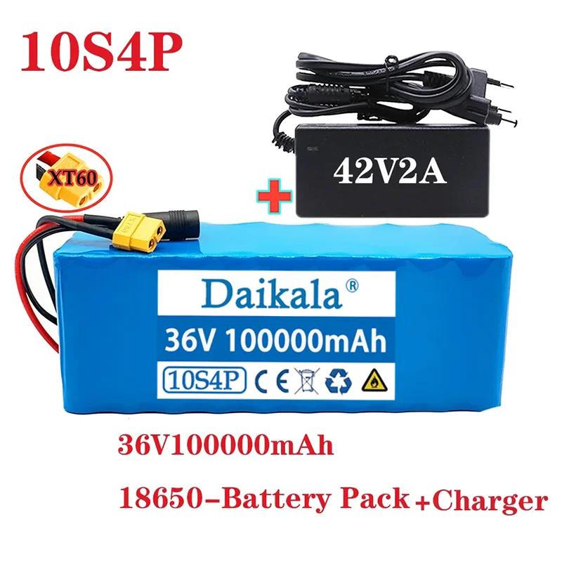 

new 36V 10s4p 100Ah 1000W large capacity 18650 lithium battery pack electric bicycle scooter with BMS Tplug