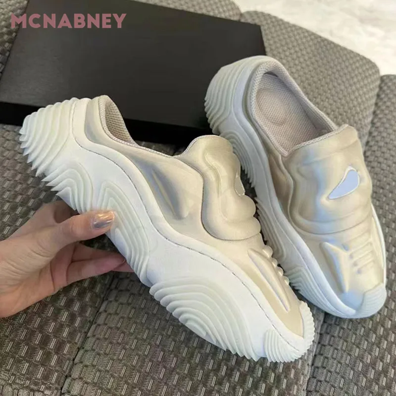 Heightening Thick Bottom Fashion Slippers New Niche Design Round Toe Casual Sports Shoes Technological Slippers Women's Slippers