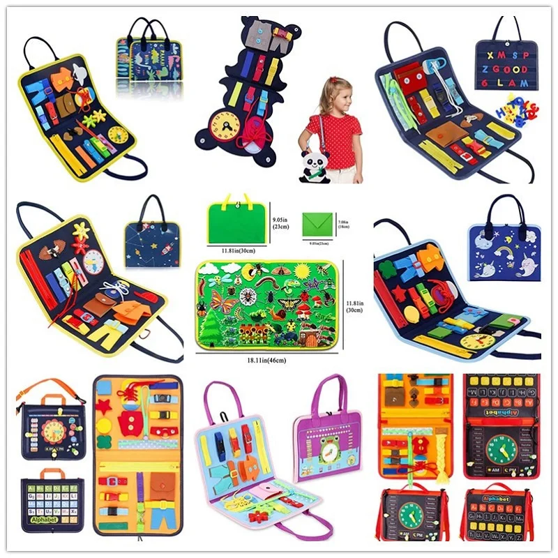 

Montessoris Felt Busy Board Puzzle Game Toy For kid children Training Educational Sensory Intelligence Development Carrying Bag