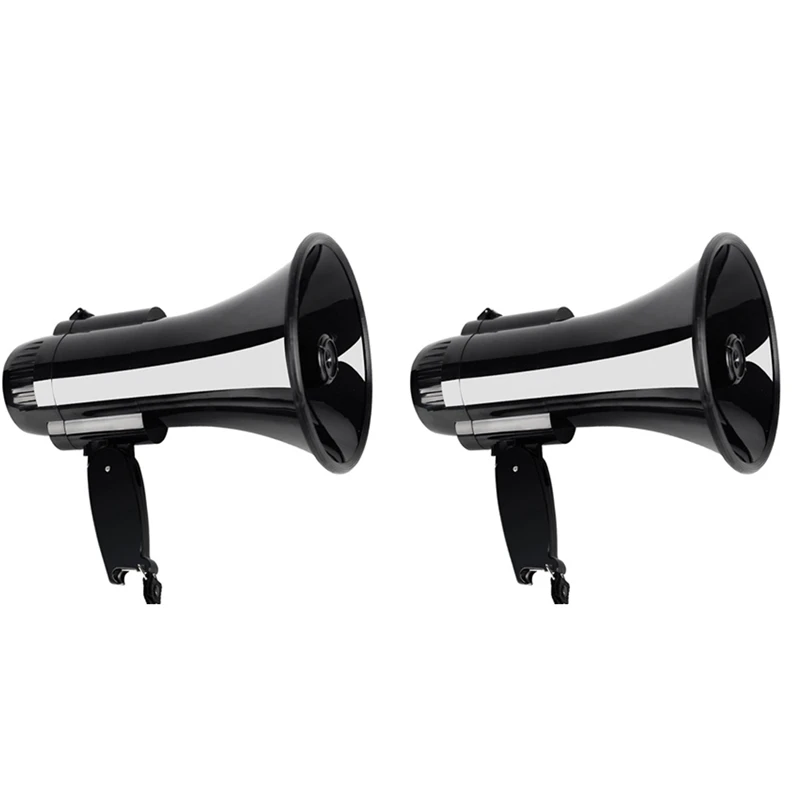 

2X Portable Megaphone Speaker Bullhorn 30 Watt Power Handheld Microphone Built-In Siren Alarm Volume Control And Strap