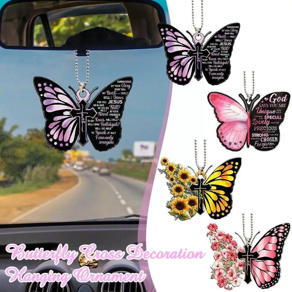 

1Pc Butterfly Cross Wind Chime Hanging Garden Outdoor Living Gift Decoration Home Hanging Decor Bed Day Car Valentine's E1S9