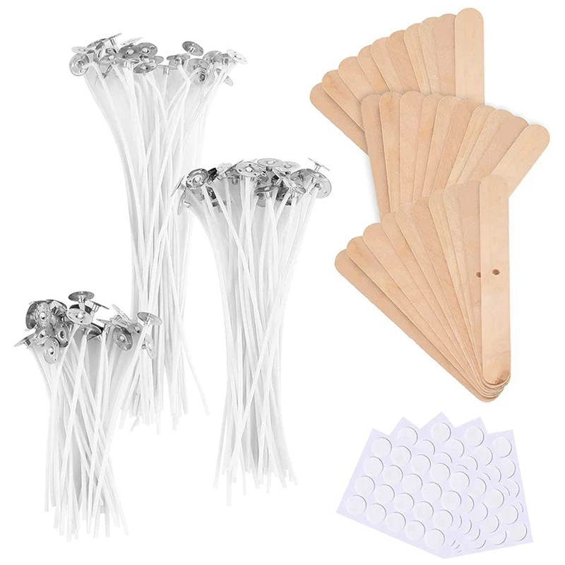 

Набор фитилей для свечей, фитили для свечей с фитильными наклейками и деревянным фитилем для свечей, центрирующее устройство для изготовле...