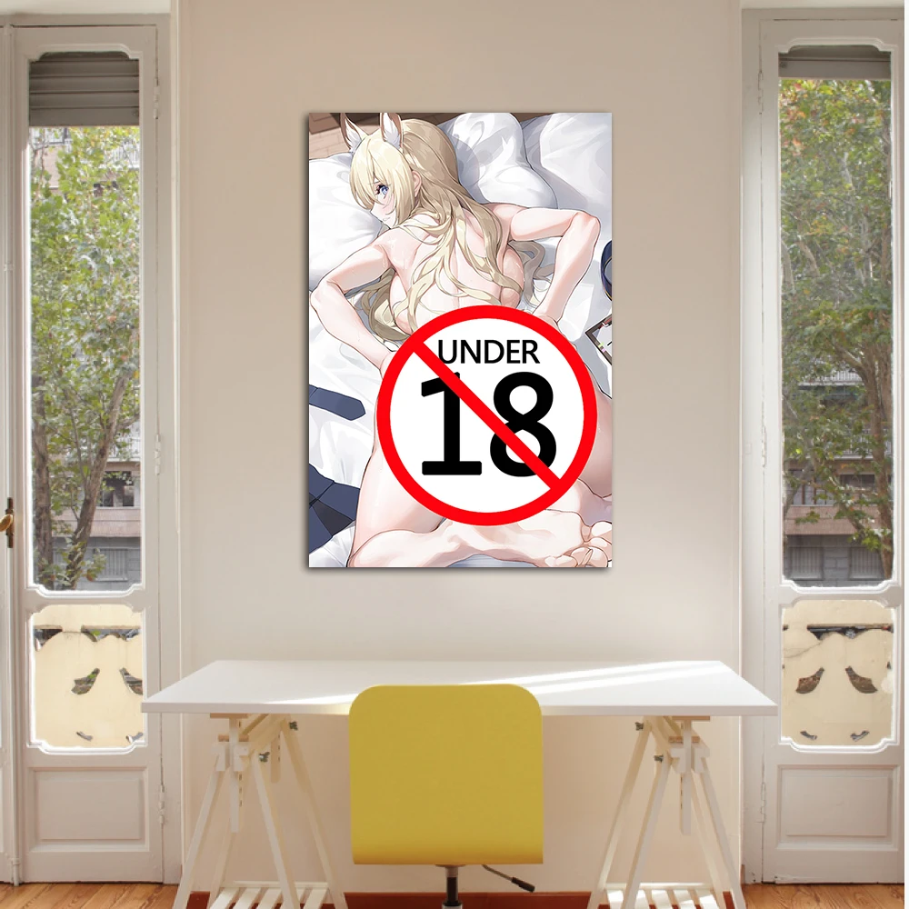 Аниме Горячая обнаженная девушка на кровати Настенное искусство Взрослый