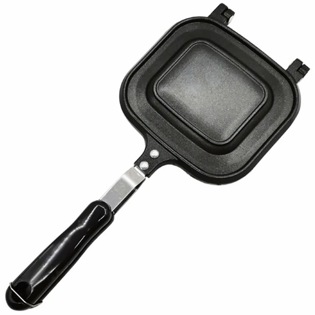 

Breakfast Pan Skillet Flat Bottom Frying Bbq Grills Home Toast Heat-resistant Sandwich Non-stick Handle Mold Pot Bread Frring