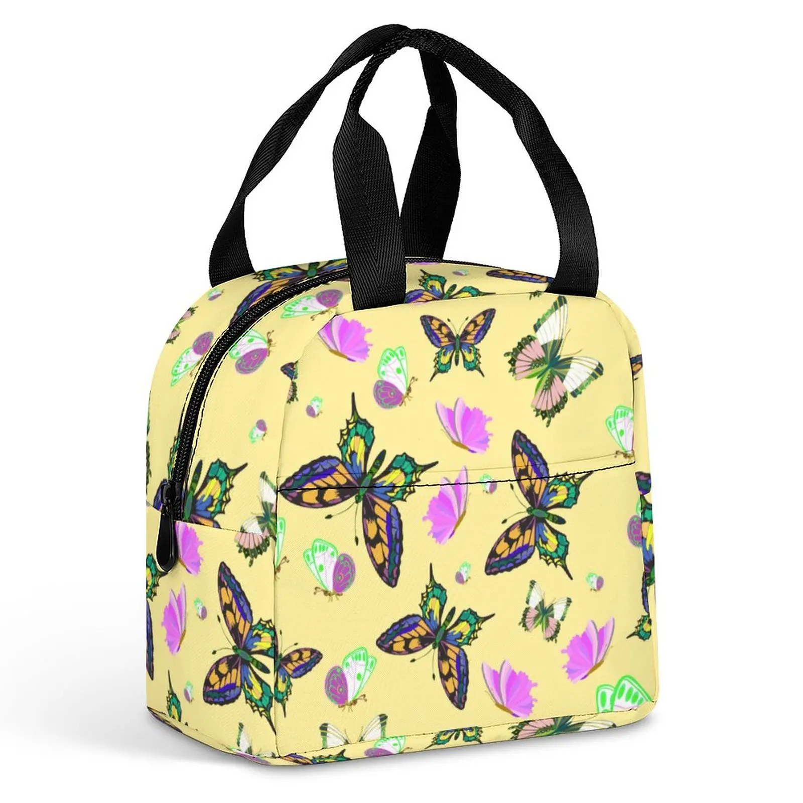 Custom Pattern Tote Lunch Bags Butterflies Dancing Gracefully Portable Meal Bag Picnic Travel Breakfast Box Office Work School