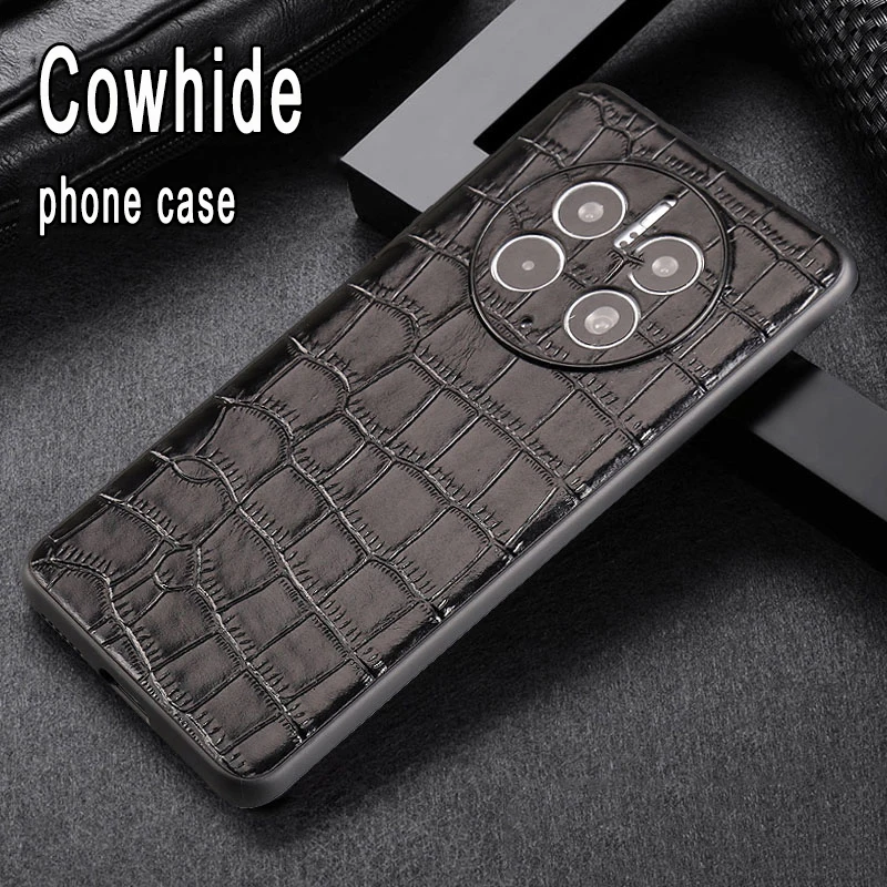 Enlarge Leather Cowhide phone Case For huawei mate 50 40 30 20RS 30 40e All-inclusive lens Phone Case Crocodile skin Back Cover case