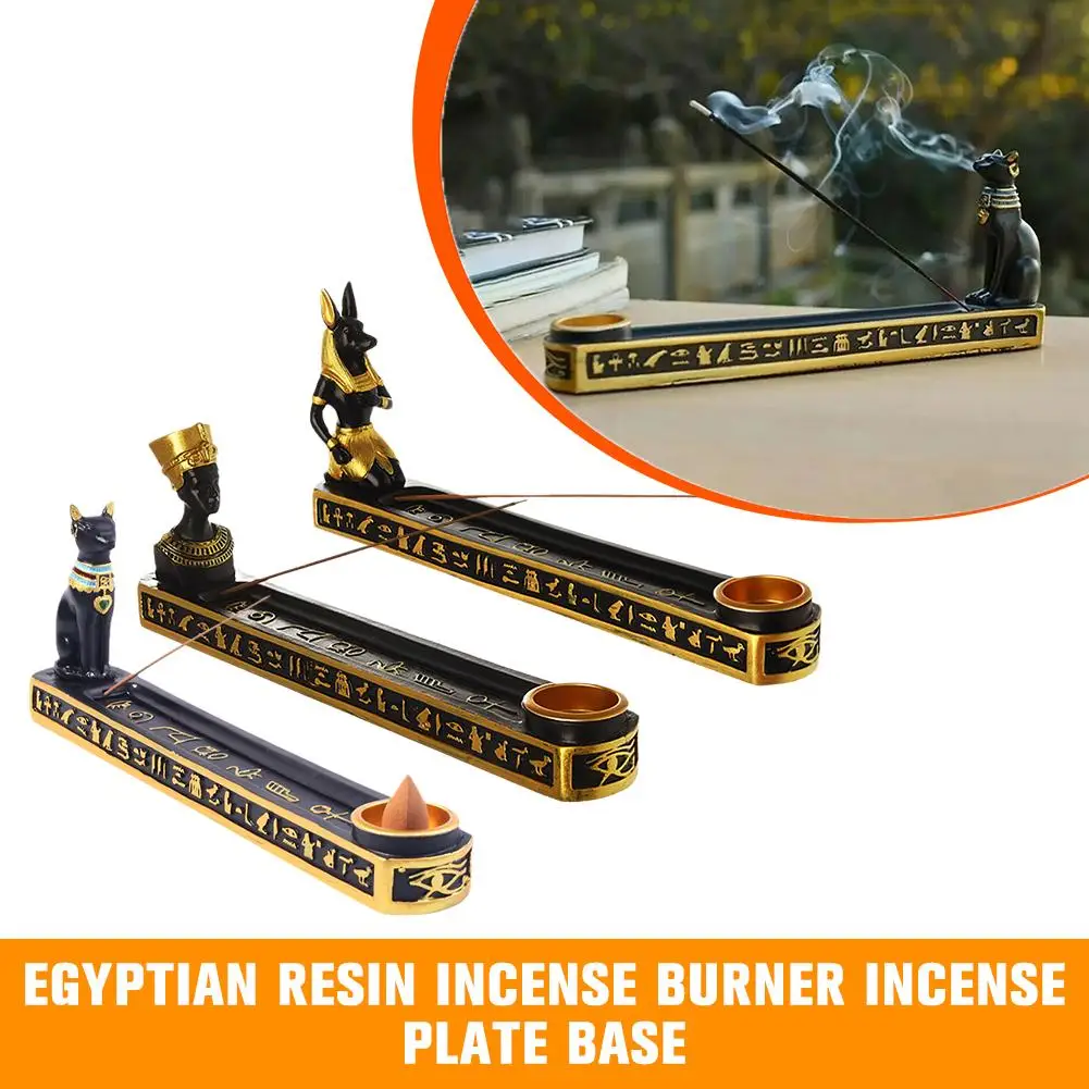 

Ancient Egyptian Resin Incense Ornament Tea Statue Queen Holder Decoration House Egypt Home Base Plate Incens V5s1