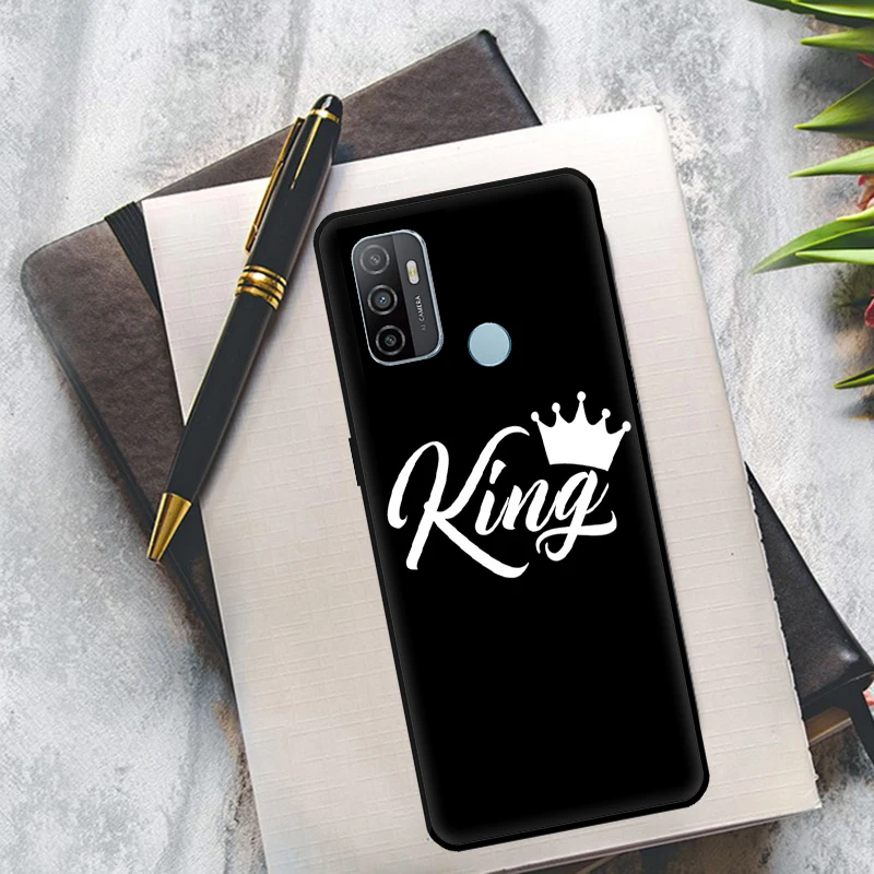 Crown QUEEN & KING Couples Funda For OPPO A52 A72 A92 A94 A74 A54 A1K A15 A16 A3S A83 A91 A93 A5 A9 A53 A31 A53S Case images - 6