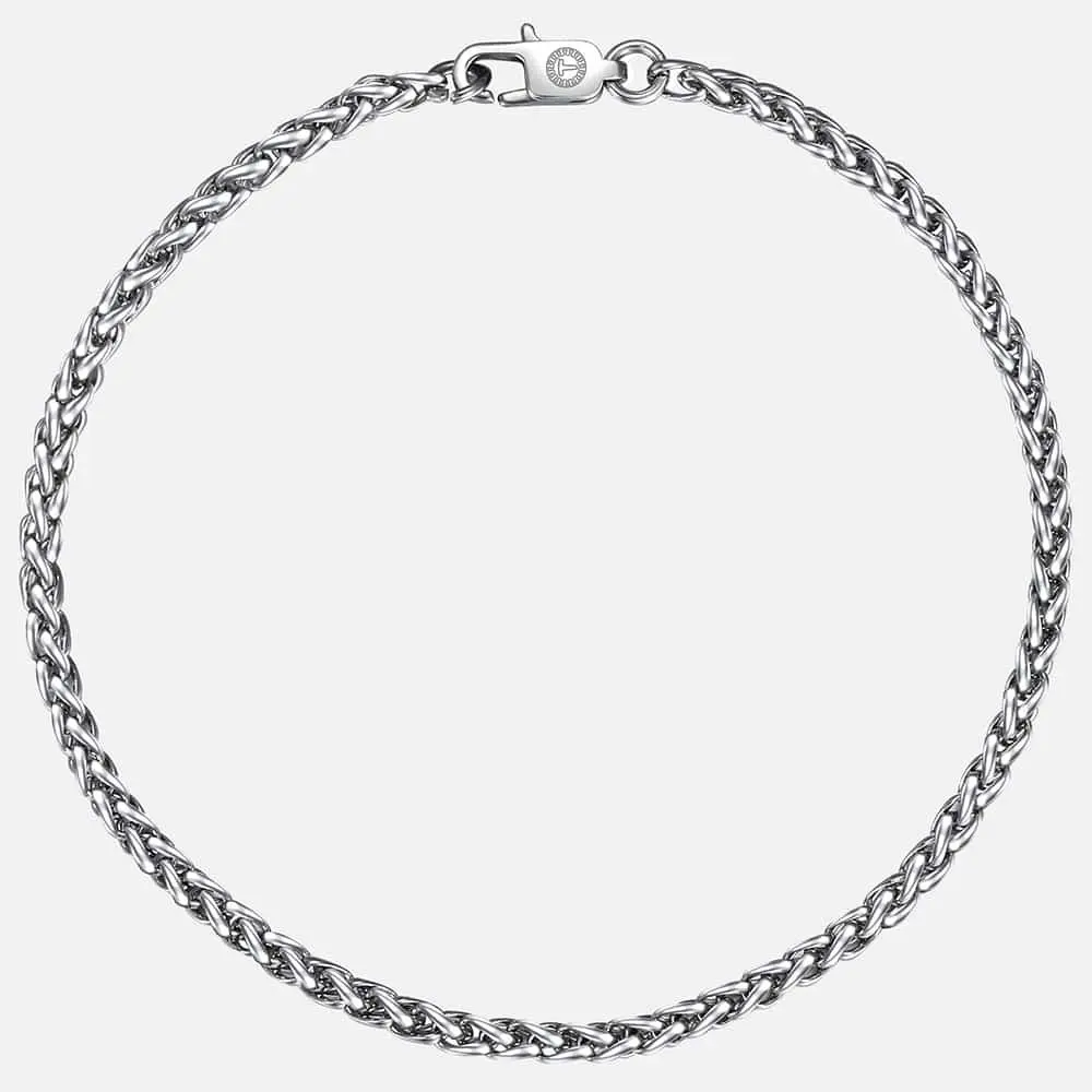 

3mm Smooth Men's Bracelet Silver Color Stainless Steel Wheat Link Bracelets Male Jewelry Hip Hop KB622_7