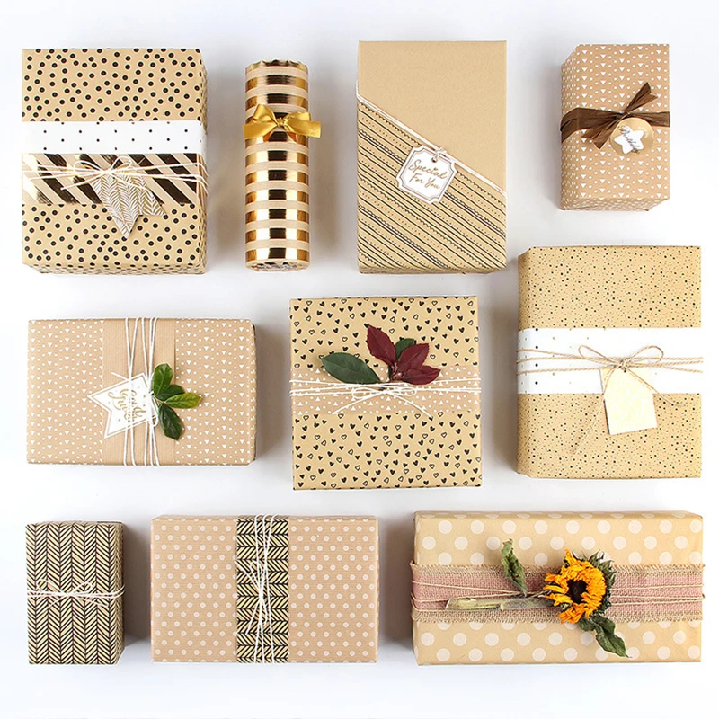

1PC Shopping Mall Gift Wrap Paper Kraft Paper Roll Bronzing Wrapping Paper Valentine's Day Floral Wrapping Paper 50*70cm