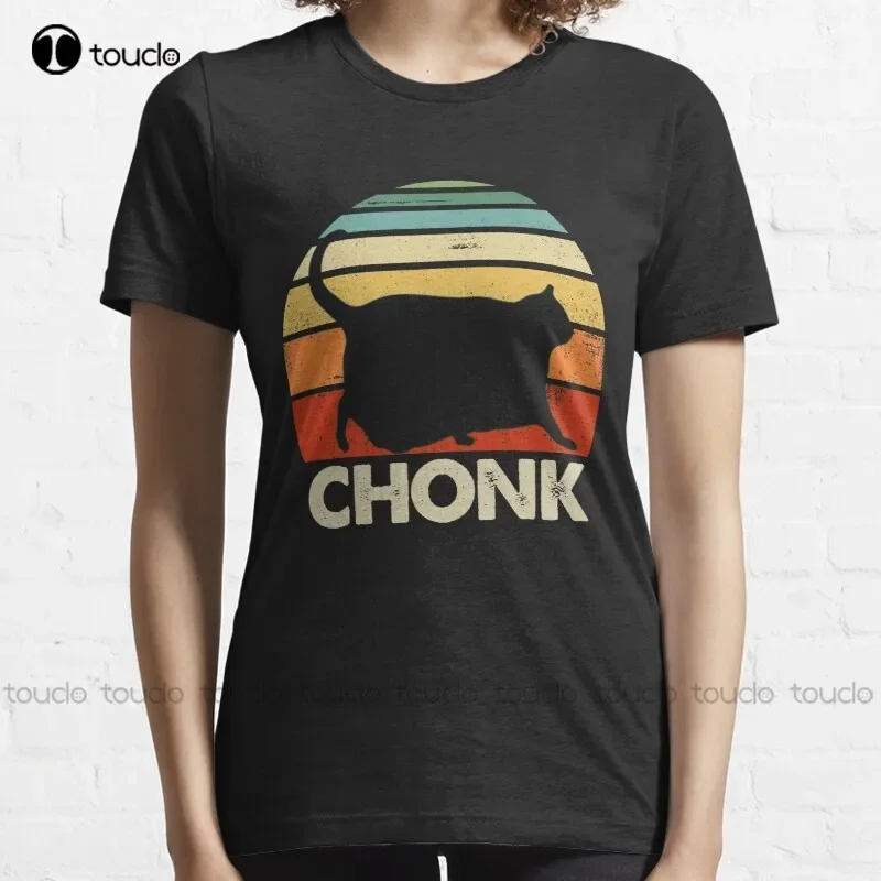 New Chonk Cat Retro Vintage T-Shirt Cotton Tee Shirt S-5Xl Birthday Girl Shirt Custom Aldult Teen Unisex Fashion Funny
