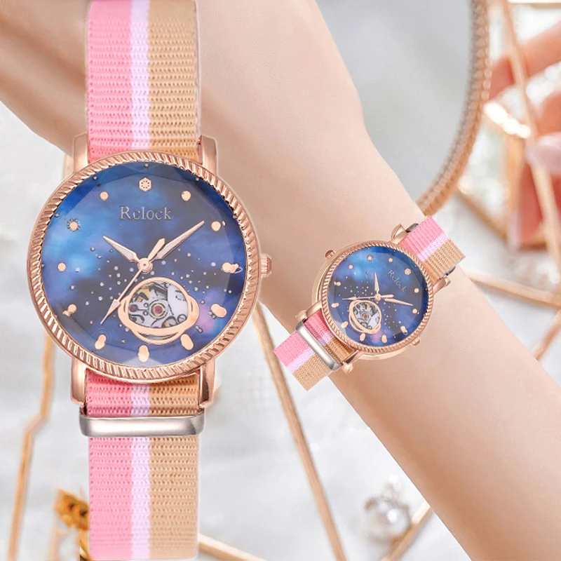 

Hot Simple Brand Women Watch Planet Dial Watches Ladies Nylon Band Quartz Wristwatch Women Female Clock Relogio Mujer