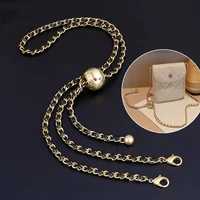 leather handle bag strap rhombus bag gold bead ball chain adjustable crossbody portable pearl shoulder strap purse accessories