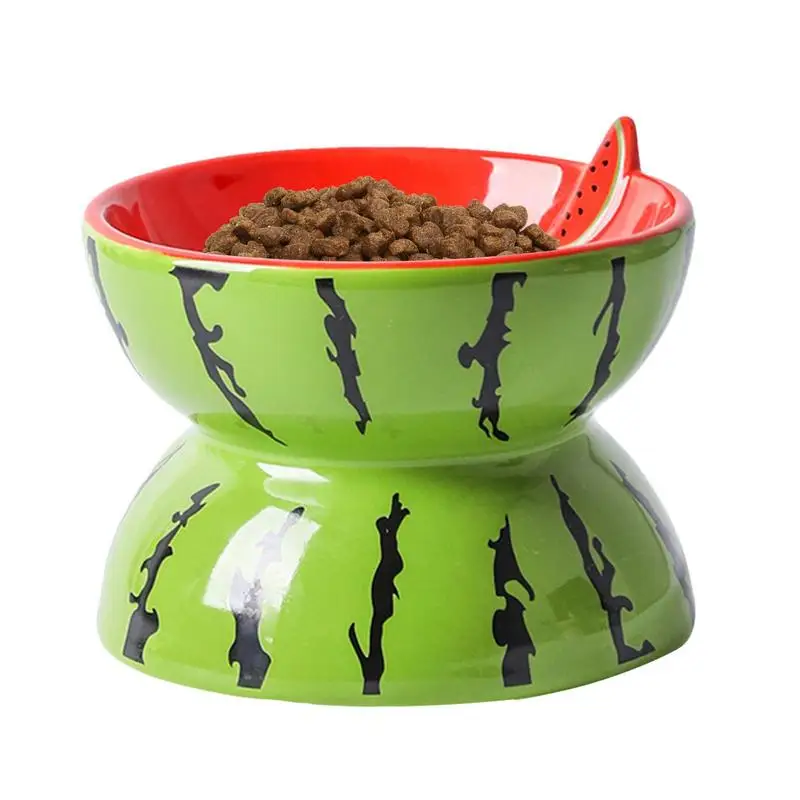 

Ceramic Raised Cat Bowl Single Cat Pet Bowl Fruit Design Elevated Cat Food Bowl Pet Supplies Stress Free Backflow Prevention