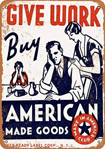 

Tin Sign 8x12 Inch 1929 Buy American Made Goods Vintage Look Metal Sign
