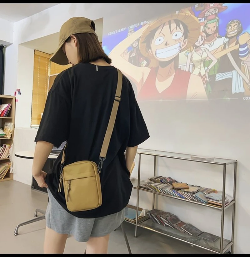 Trend Sports student canvas bag female small singles Shoulder crossbody bag casual mobile phone Messenger bag