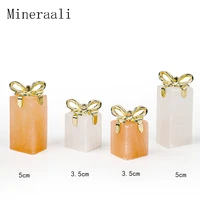 natural white orange gypsum bow tie small gift rectangle selenite pendulum crystal box shape reiki balancing plate energy stones