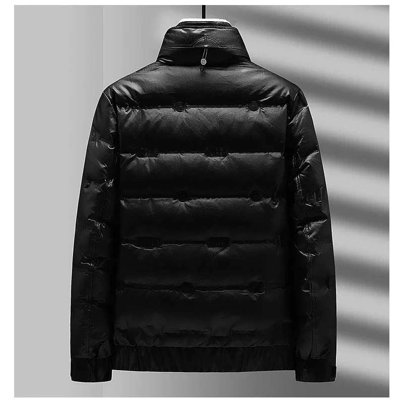 2023 Brand New Winter Mens Down Jackets Fashion Fur Collar Warm Padded Coat Classic Solid Color Business Casual Down Jacket Men