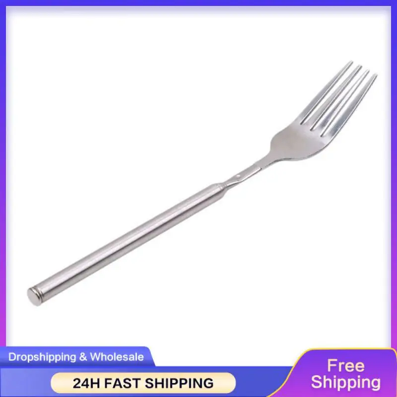 

Food Fork Stainless Steel Sliver Fruit Tools Telescopic Food Fork Vaisselle Cuisine Long Cutlery Fork Corrosion-resistance