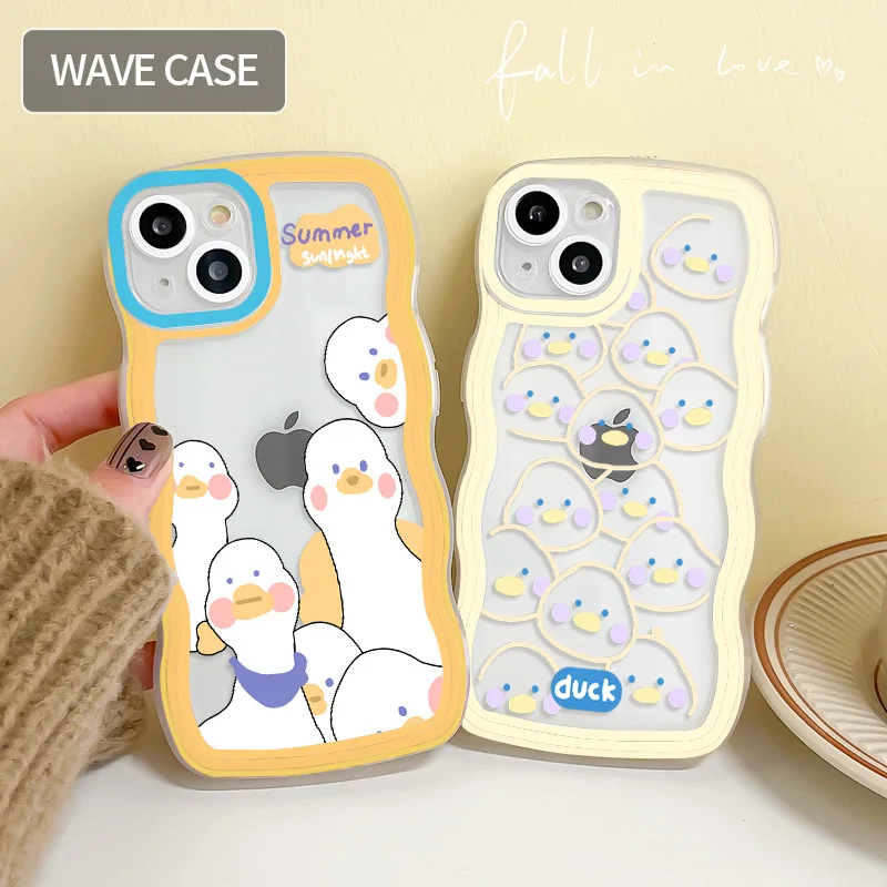 

For OPPO A5 2018 AX5 A9 A11 A11X A12E A32 A33 A53 A72 A73 R15 R17 Find X3 Pro Realme C1 Case Cute Duck Phone Case Transparent