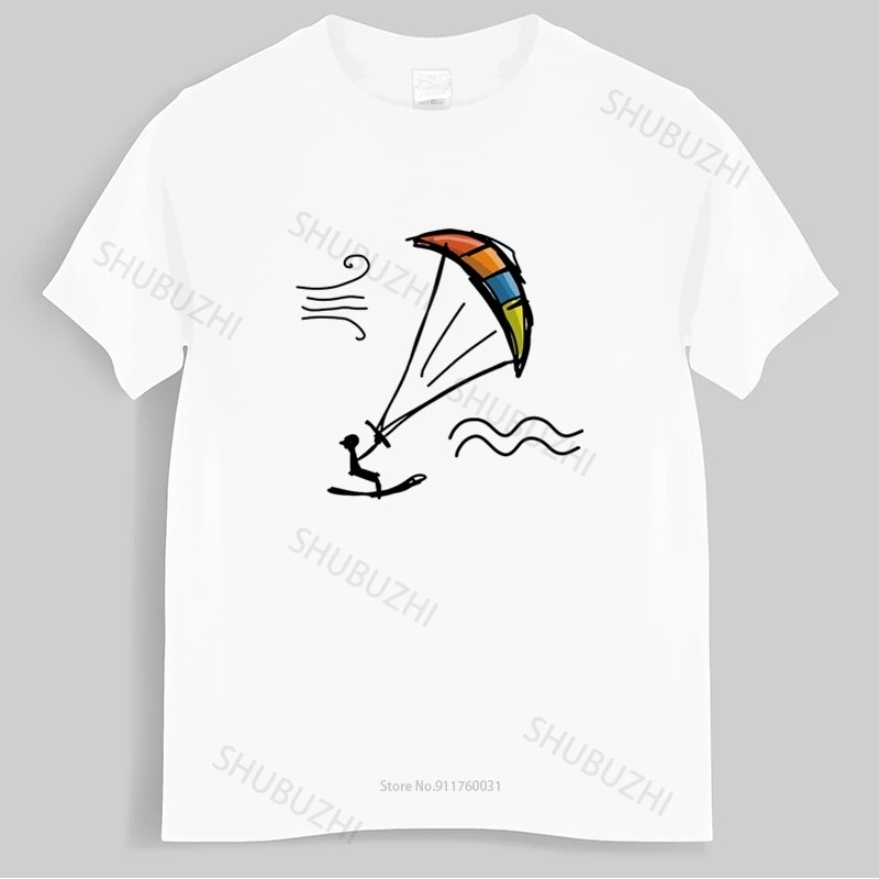 

New Arrived Mens t shirt Kitesurfing Kiteboarding Top Streetwear Cotton Plus Size Bigger Size Homme Black T-shirt