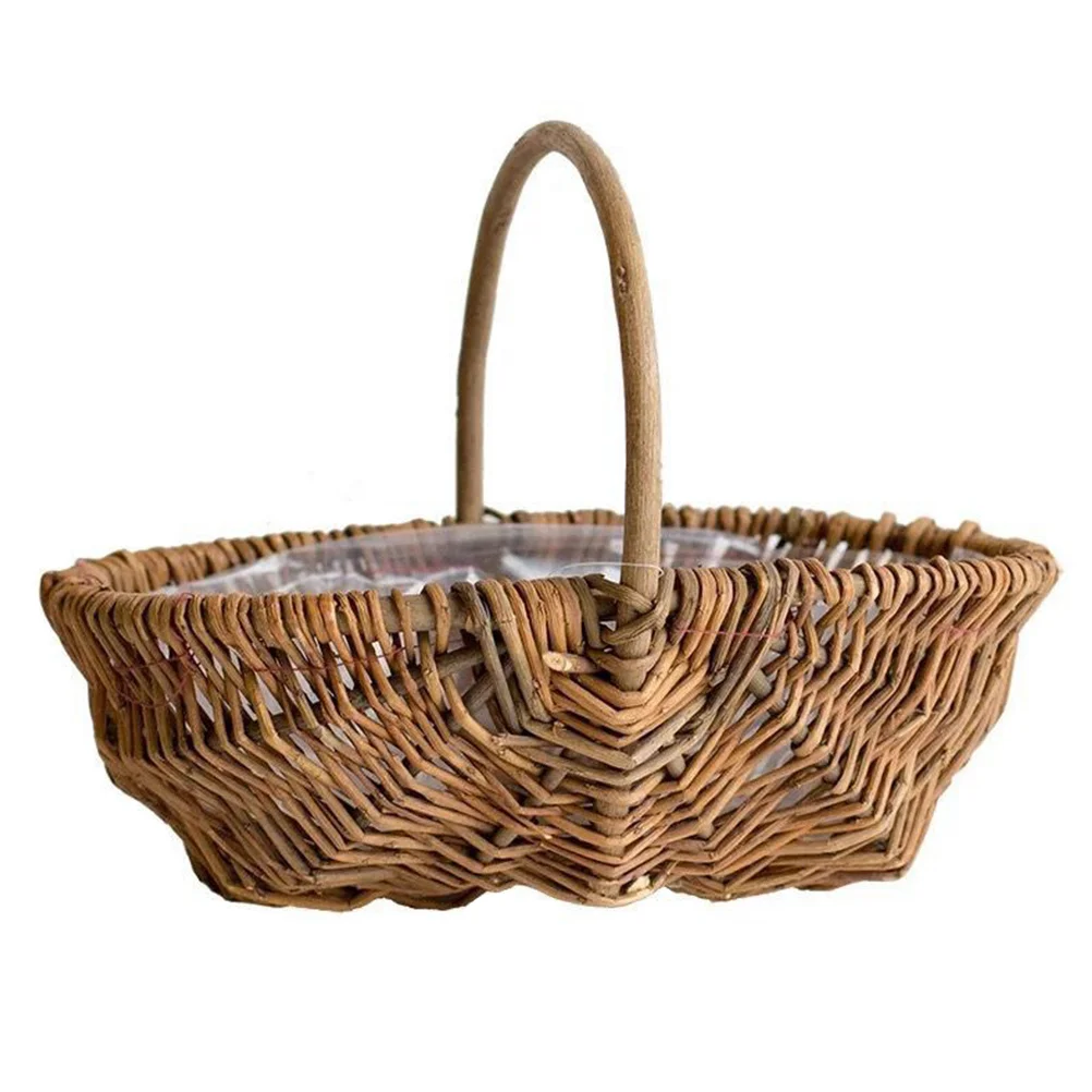 

Basket Flower Wicker Storage Woven Baskets Giftwedding Fruit Weaving Seagrass Holder Vintage Rattan Decorative Picnic Easter