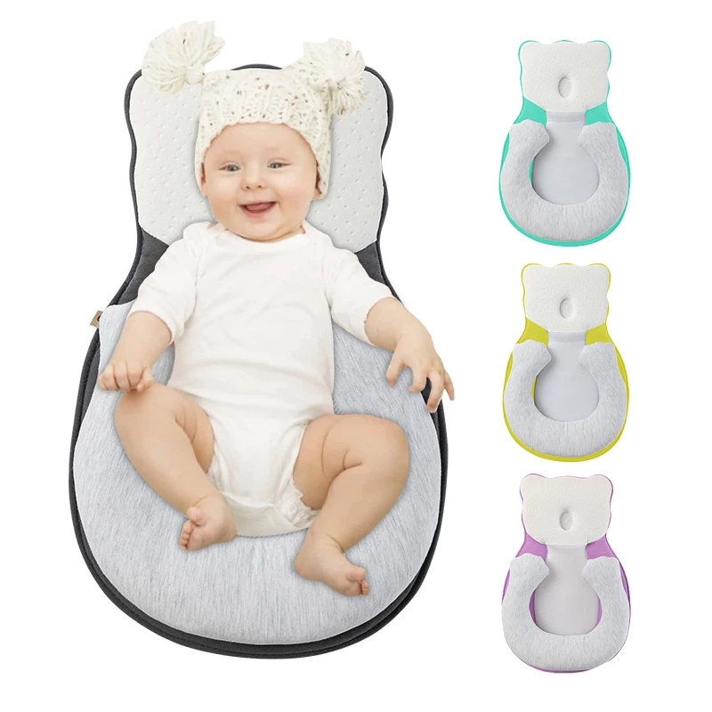 

Baby Pillow Sleep Mat Infant Newborn Anti Rollover Mattress Pillow Folding Breathable U Style Prevent Deviated Head Positioner