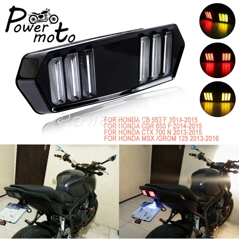 

For Honda MSX /Grom 125 CB CBR 650 F CTX 700 N 2013-2016 Motorcycle LED Taillights W/ Turn Signals Light Rear Brake Stop Lamps