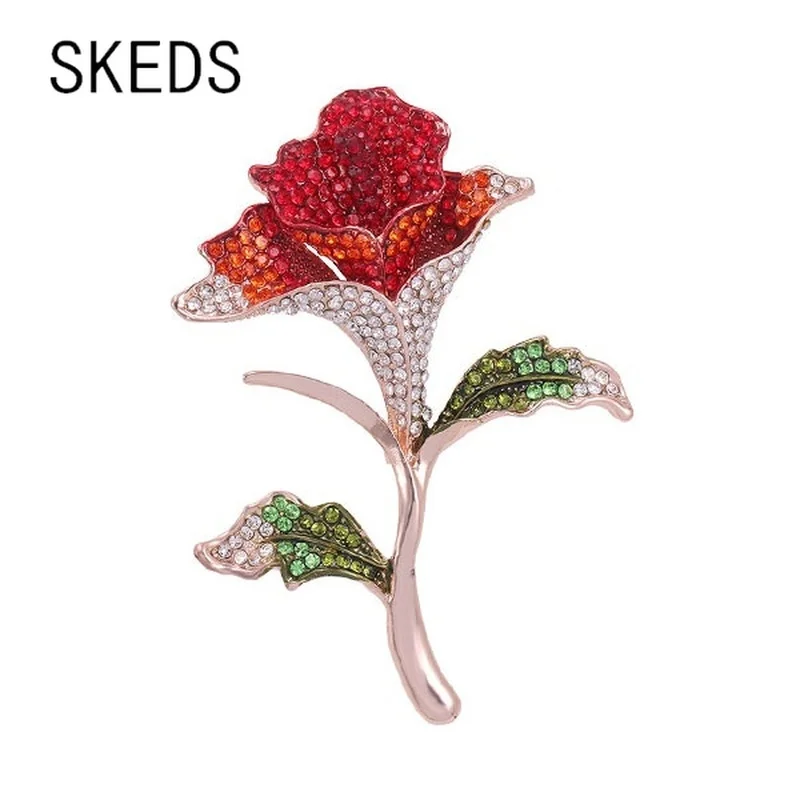 

SKEDS Elegant Charming Crystal Flower Brooches for Women Pins Rhinestone Plant Brooch Bridal Wedding Brooches Pins Jewelry