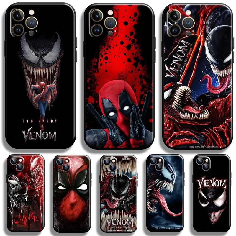 

Venom Spiderman Deadpool For Apple iPhone 13 12 11 Pro Max 12 13 Mini X XR XS Max SE 6 6S 7 8 Plus Phone Case Soft Coque Black