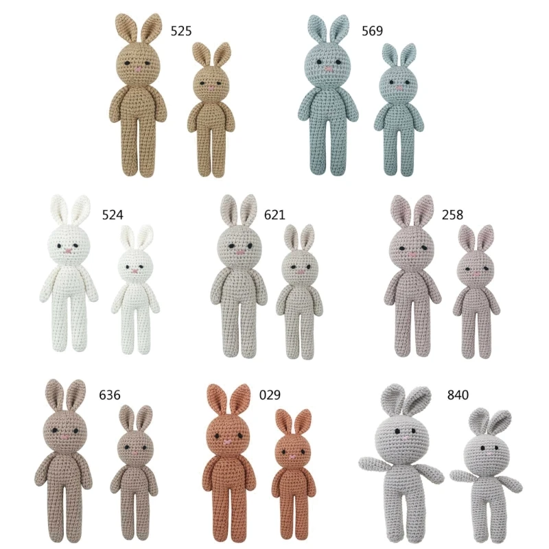 Crochet  Bunny Toy for Baby First Stuffed Animal Sleeping Buddy Newborn Soothing Toy Photo Props Shower Gift