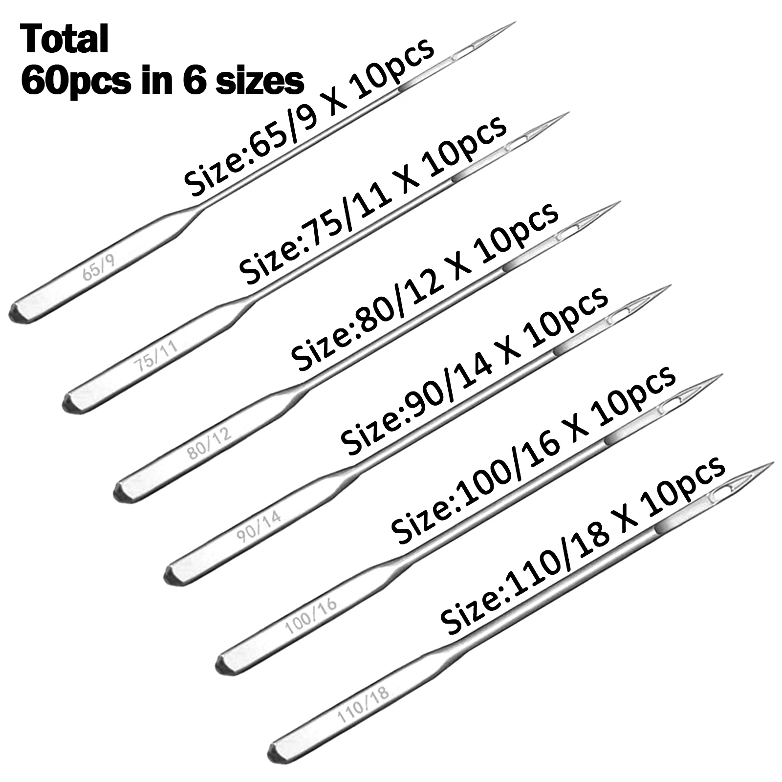 60 шт. иглы для швейной машинки J-anome Varmax размеры 65/9 75/11 80/12 90/14 100/16 110/18