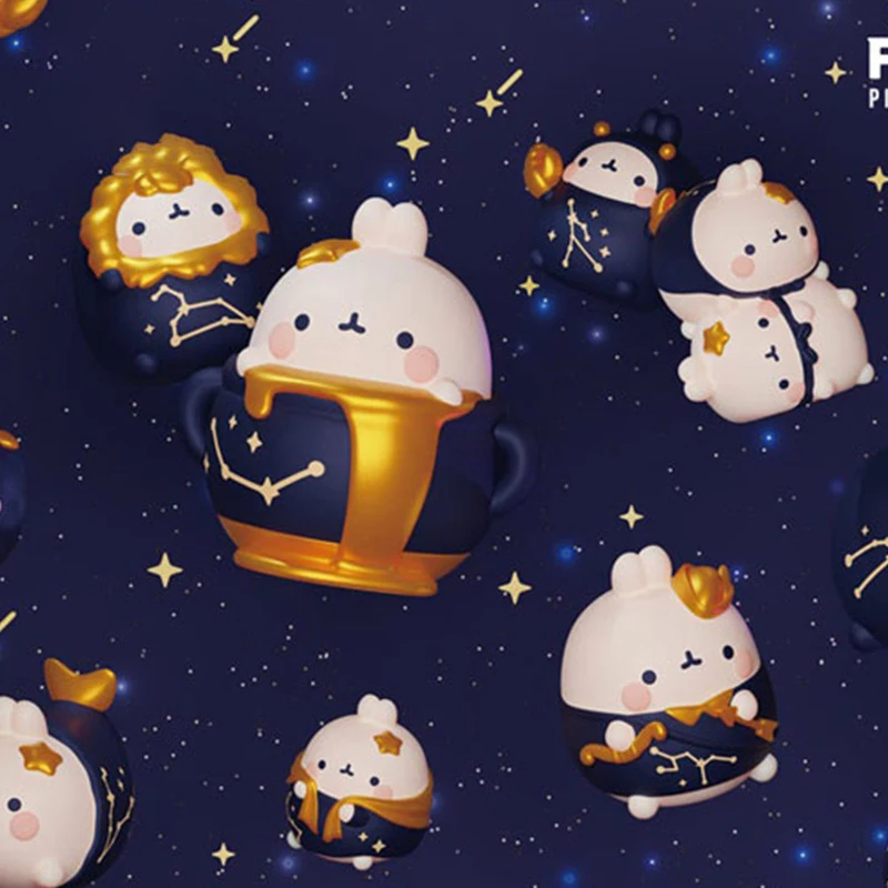 

MOLANG 12 Constellation Rabbit Keychain Kawaii Model Girls Birthday Gift