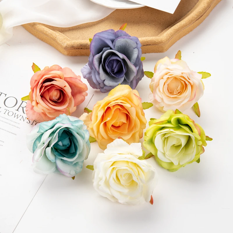 

10Pc Artificial Flowers Scrapbook Wedding Garden Rose Arch Home Party Decor Diy Candy Box Christmas Wreath Fall Fake Silk Head