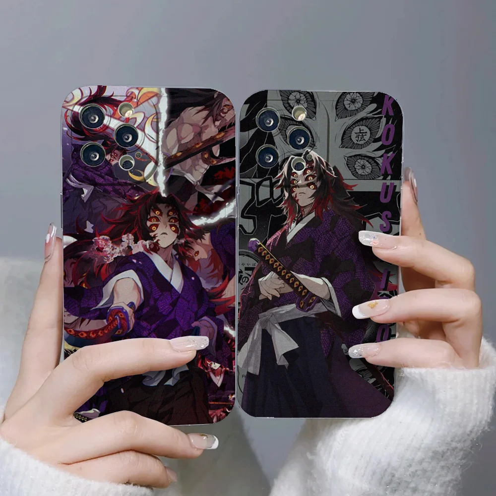 Силиконовый прозрачный мягкий чехол Capinha Demon Slayer Kokushibo для IPhone 11 12 13 14 15 Plus Pro Max Anger