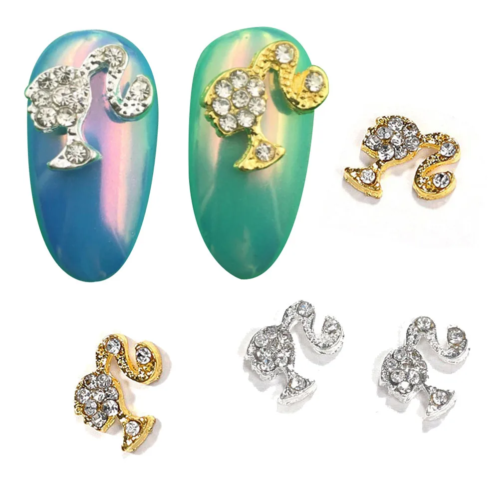 

10 PCS/bag Clear Rhinestones Nails Art Decorations Beautiful Girls Nail DIY Gems 3D Alloy Nail Diamonds Charms Metal Babi45