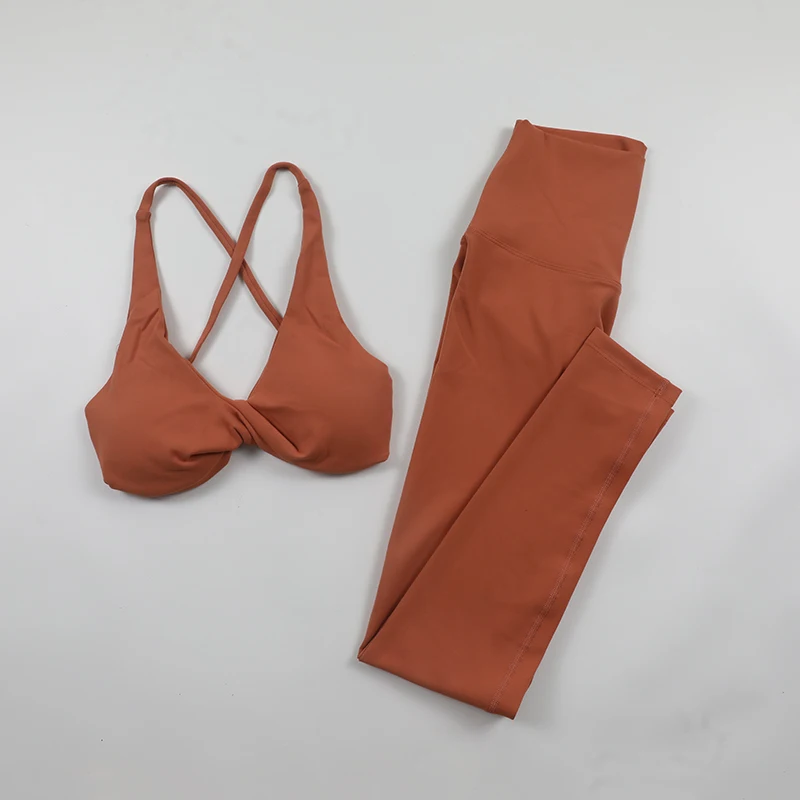 Женский мягкий комплект для йоги из 2 предметов тренировочная одежда спортивная