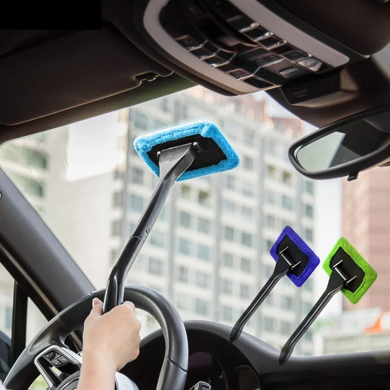 

2pcs Car Window Cleaner Brush Kit Windshield Cleaning Wash Tool Inside Interior Auto Glass Wiper With Long Handle Car