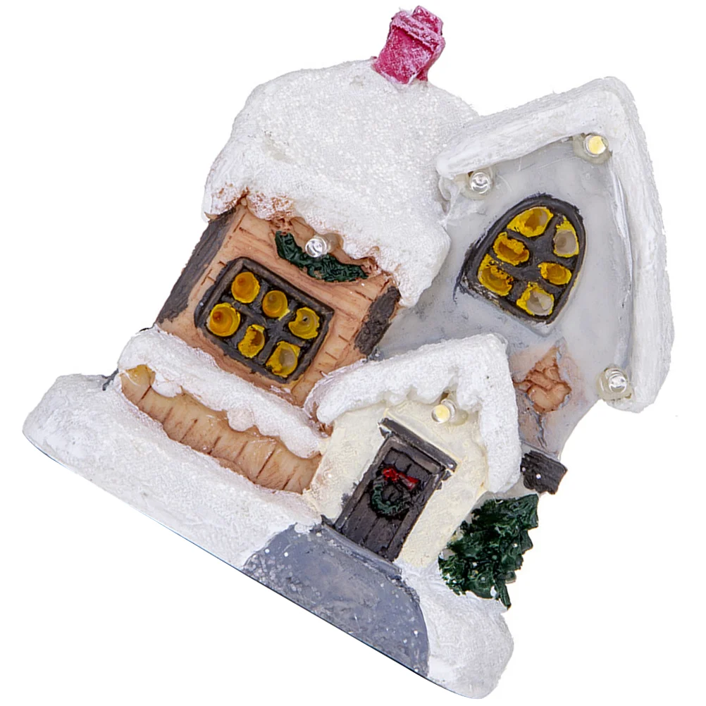 

Christmas Village House Houseslightgift Lighted Resin Decor Decoration Ornament Glowing Town Display Led Church Statue Lights