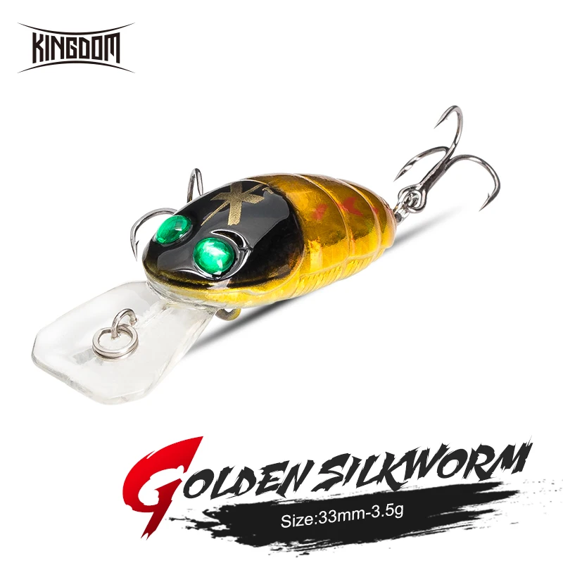 

Kingdom Fishing Lures 33mm 3.5g Gold Silkworm Minnow Topwater Floating Artificial Hard Baits Fishing Tackle Insect Bionic Lure