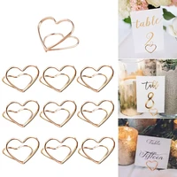 1510pc metal memo holder table double layer heart shape placecard holder stand wedding banquet double heart ring message holder