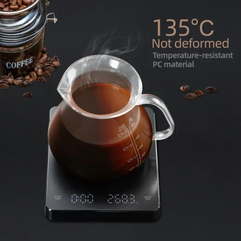 

Kitchen Electronic Coffee Scale LED Screen Charging Timing Hand Pour Coffee Electronic Measuring Scale Household