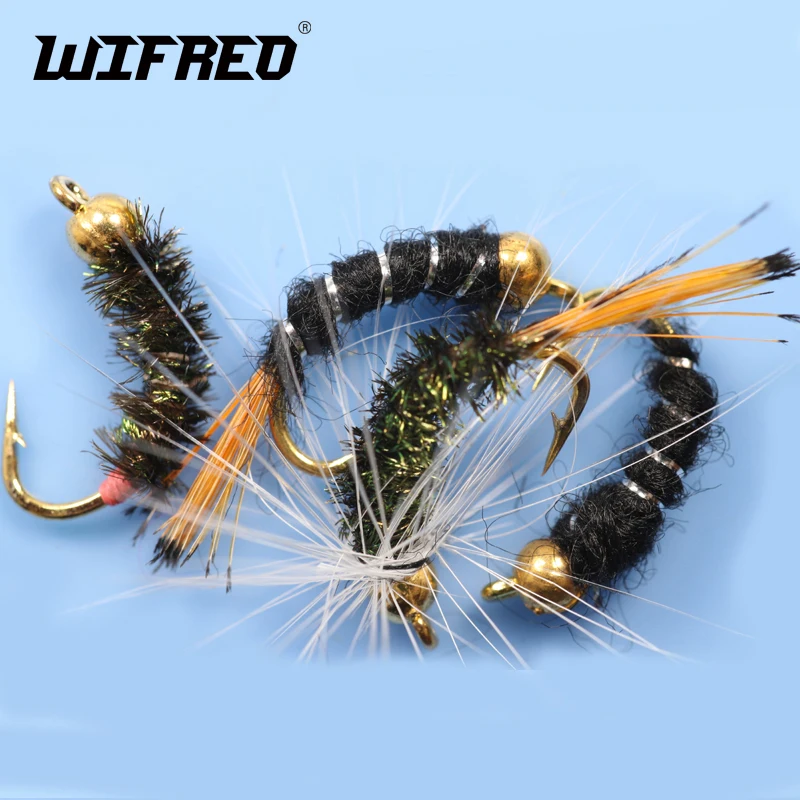 

Wifreo 40PCS 12# Free Box Caddis Pupa Larva Midge And Buzzers Bead Head Nymphs Flies Salmon Trout Fly Fishing Flies