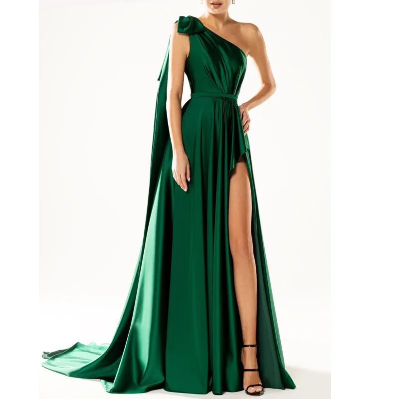 

CFED-082 2022Y New Arrival High-end Satin Solid Color Evening Dress Inclined Shoulder Prom Dress Luxurious Ladies Party Dress