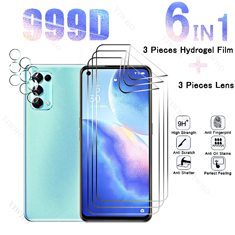 Гидрогелевая пленка для Oppo Reno5 K, защитная пленка 6 в 1 с полным покрытием и сканером отпечатков пальцев для объектива камеры Oppo Reno 5 5 K PEGM10 6,43