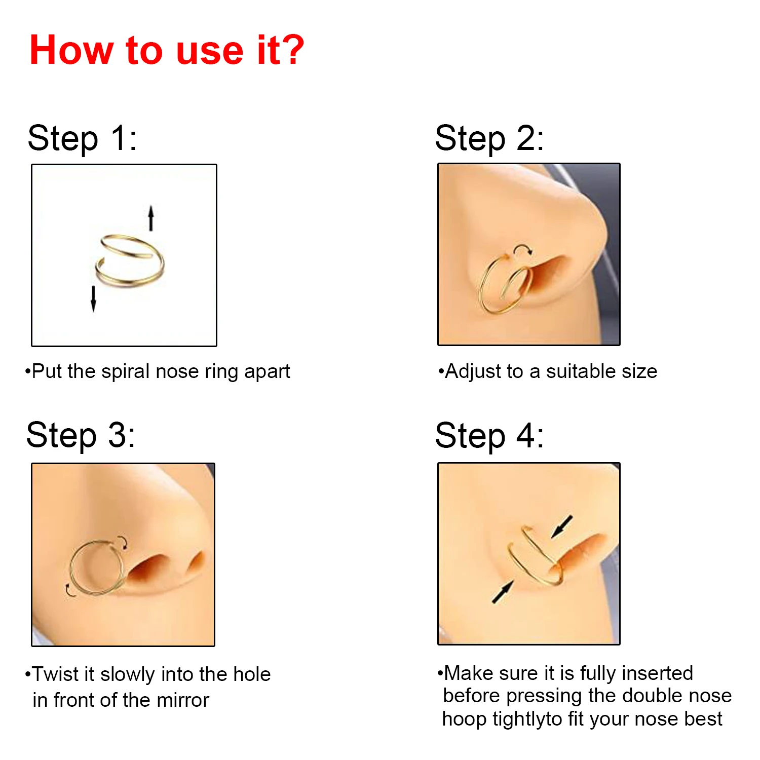 Кольца ZS для носа мужчин и женщин Ювелирное Украшение с двойным слоем ранца