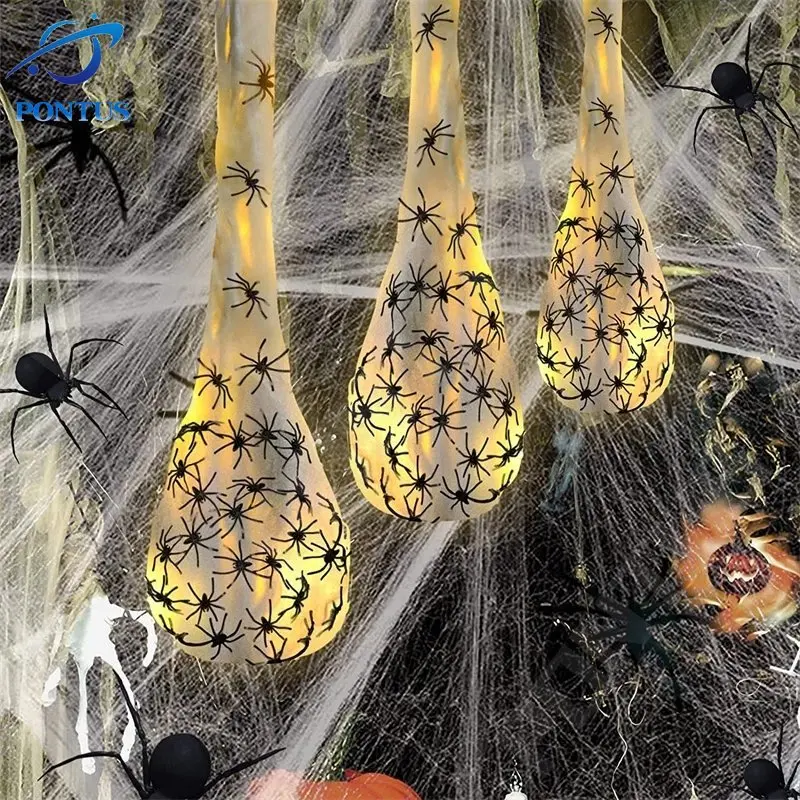 

Halloween Hanging Light Up Spider Egg Sacs Outdoor Decoration Glowing Spider Web Egg Halloween Decorations for Haunted House